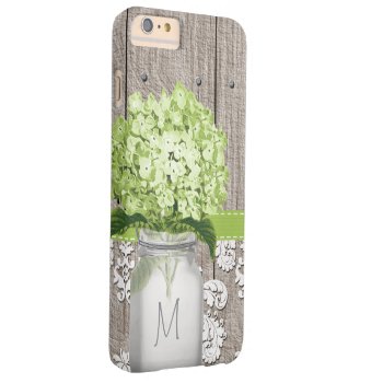 Green Hydrangea Monogram Mason Jar Barely There Iphone 6 Plus Case by cutecases at Zazzle