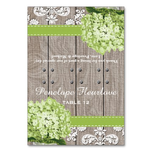 Green Hydrangea Ribbon DIY Tent Place Card