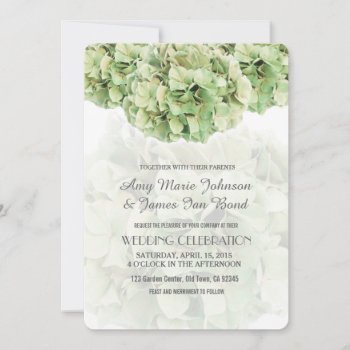 Green Hydrangea Spring Garden Wedding Invites by FancyMeWedding at Zazzle
