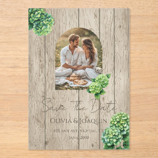 Green Hydrangea Wedding Invitation