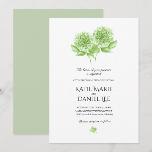 Green Hydrangea Wedding Invitation with Envelope * | Zazzle
