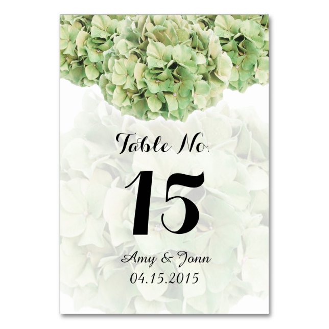 Green hydrangea wedding table numbers hydrangea2 (Back)