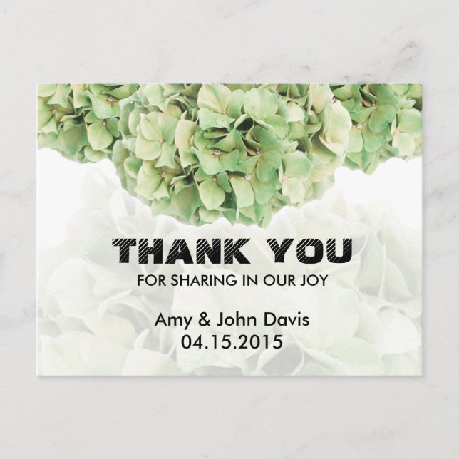 Green hydrangea wedding thank you notes hydrangea2 (Front)