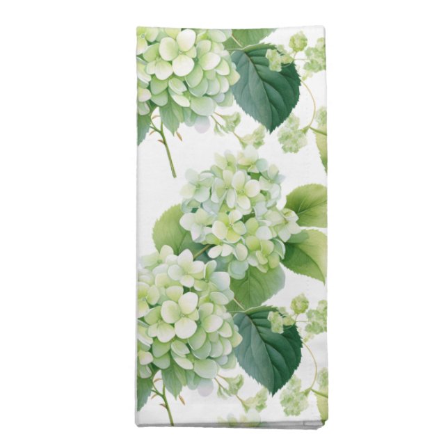 Green Hydrangeas Cloth Napkin (Folded)