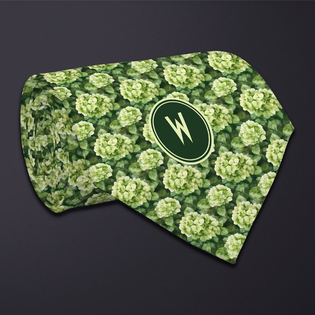 Green Hydrangeas Floral  Neck Tie (Creator Uploaded)