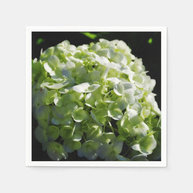Green Hydrangeas Flowers Napkins (Front)