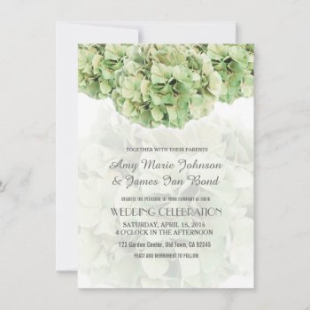 Green Hydrangeas Garden Minimalist Wedding Card by FancyMeWedding at Zazzle