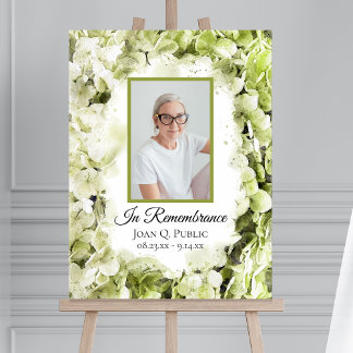Green Hydrangeas Watercolor Celebration of Life Foam Board