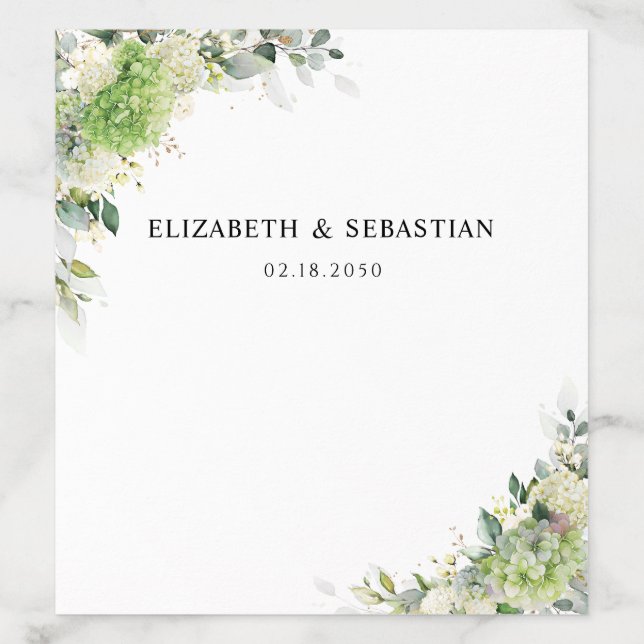 Green Hydrangeas Wedding Envelope Liner (Design)