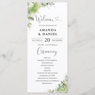 Green Hydrangeas Wedding Program