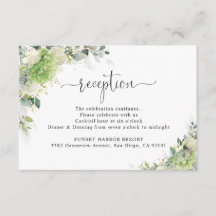 Green Hydrangeas Wedding Reception Enclosure Card