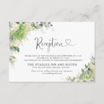 Green Hydrangeas Wedding Reception Enclosure Card