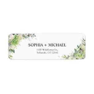 Green Hydrangeas Wedding Return Address Label