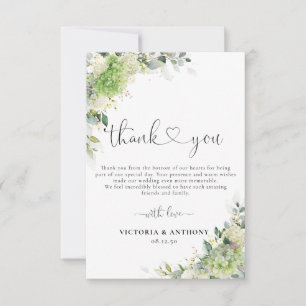 Green Hydrangeas Wedding Thank You Card