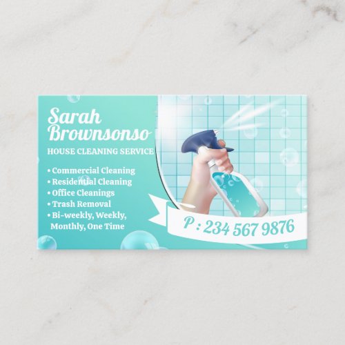 Green Hygiene ouse Keeping Cleaning Business Card