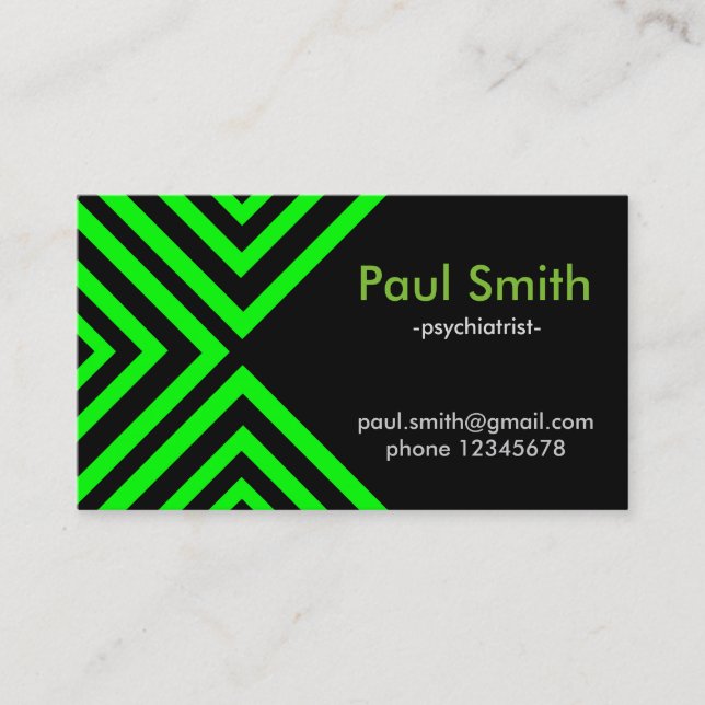 Green  hypnotic geometry business card (Front)