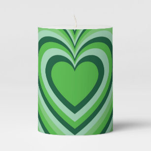 Green Hypnotic Heart Love Pattern Pillar Candle