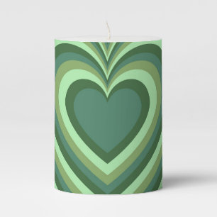 Green Hypnotic Heart Love Pattern Pillar Candle