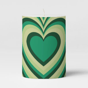 Green Hypnotic Heart Love Pattern Pillar Candle