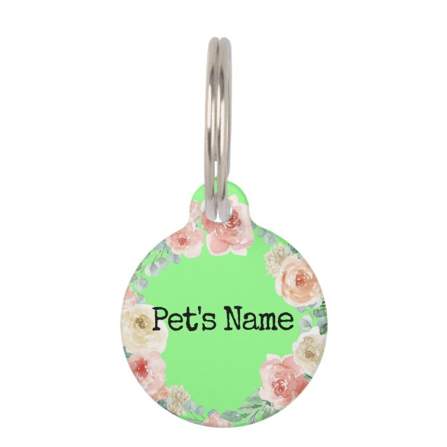 Green I am lost call mom pet floral ID Tag