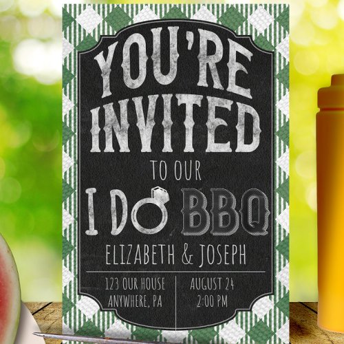 Green I Do BBQ Bridal  Wedding Shower Invitation