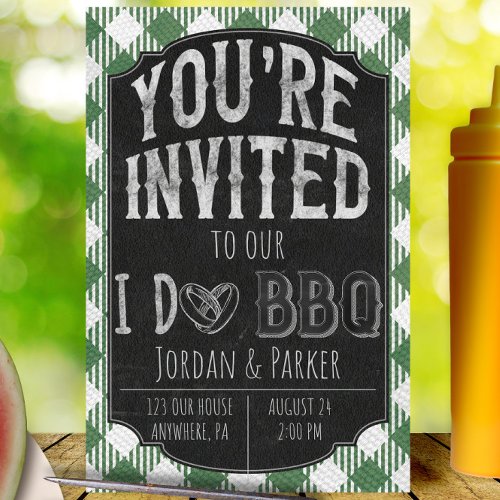 Green I Do BBQ Bridal  Wedding Shower Invitation