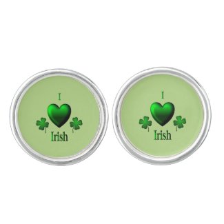 Green I Heart Irish Cufflinks