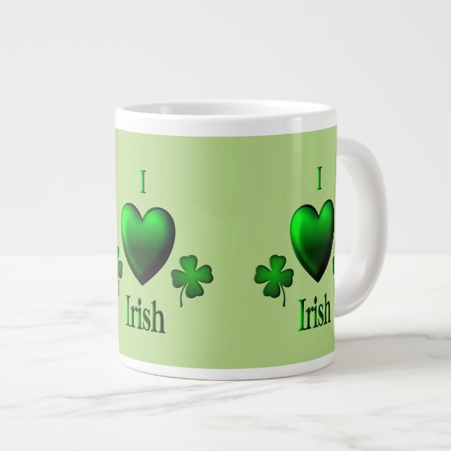 Green I Heart Irish Giant Coffee Mug (Front Right)