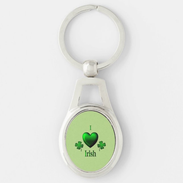 Green I Heart Irish Keychain (Front)