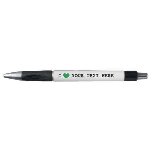 Green I heart promo pens with custom i love text