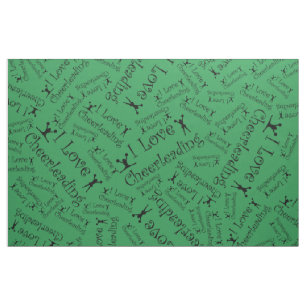 Green I love cheerleading Fabric