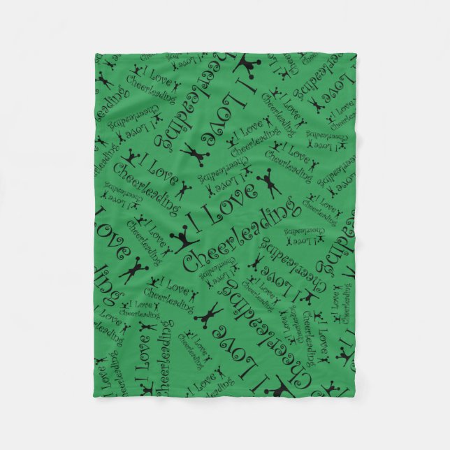 Green I love cheerleading Fleece Blanket (Front)