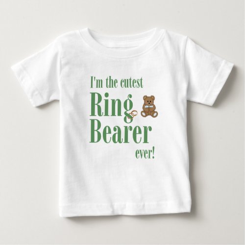 Green Iâm The Cutest Ring Bearer Ever Wedding Baby T_Shirt