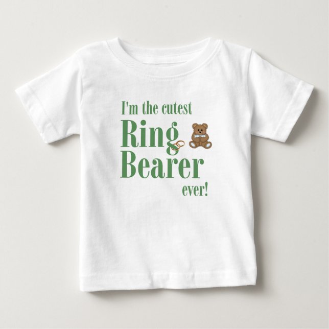 Green I’m The Cutest Ring Bearer Ever Wedding Baby T-Shirt (Front)