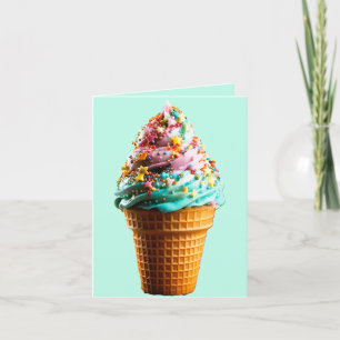 Green Ice Cream Cone Thank You Card