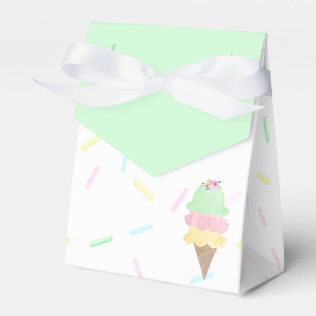 Green Ice Cream Party Favor Boxes (Front Side)