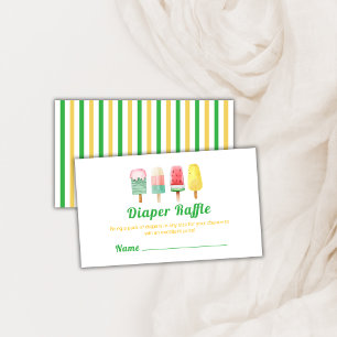 Green Ice Cream Pop Diaper Raffle Baby Shower Enclosure Card