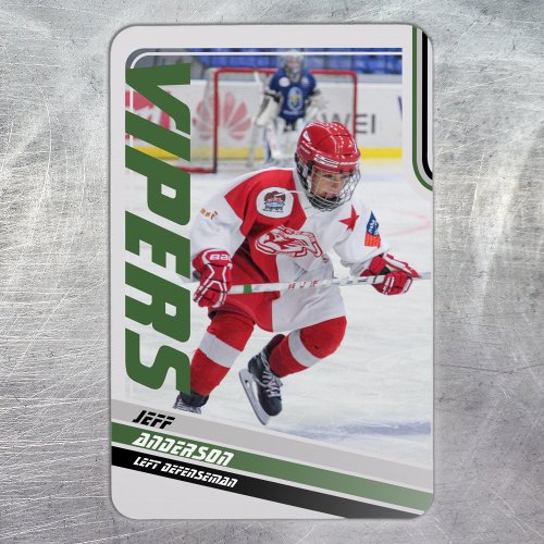 Green Ice Hockey Trading Card Magnet