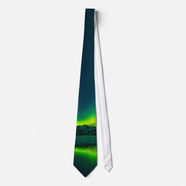 Green Iceland northern lights Neck Tie (Front)