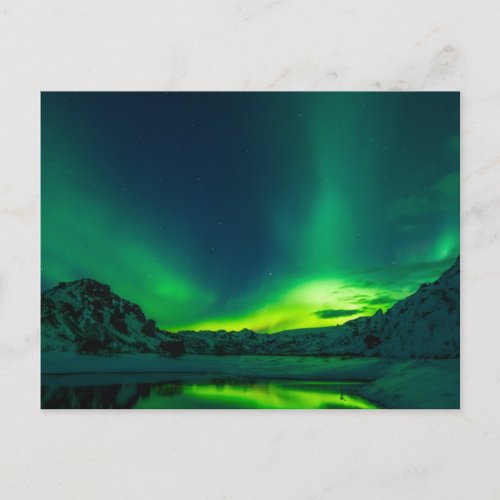 Green Iceland northern lights Postcard
