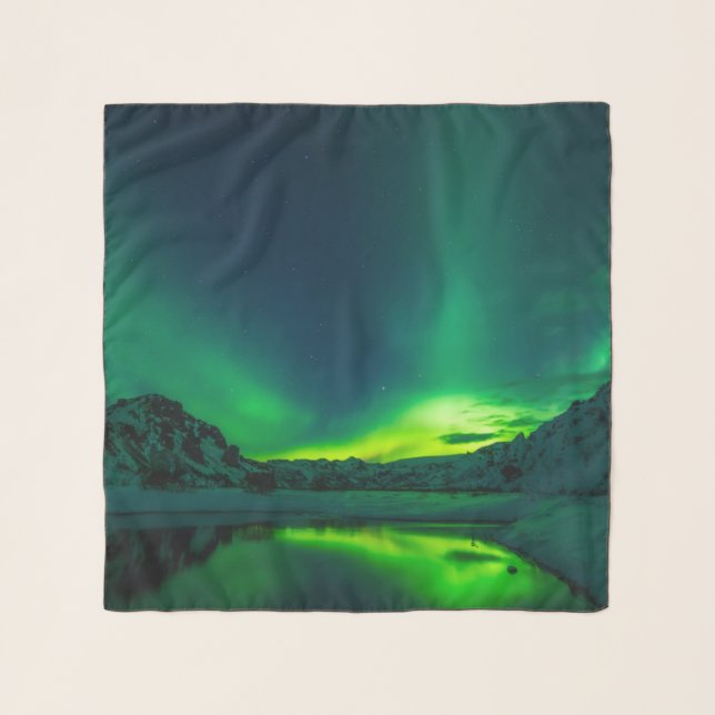 Green Iceland northern lights Scarf (Front)