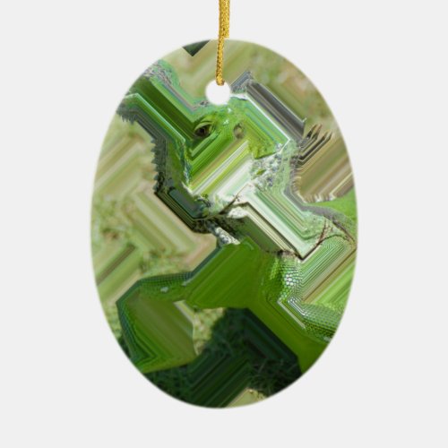 Green Iguana Ceramic Ornament