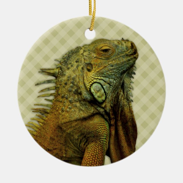 Green Iguana Ceramic Ornament (Front)