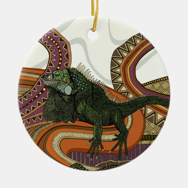 green iguana ceramic ornament (Front)