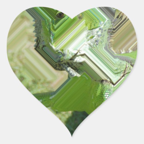 Green Iguana Heart Sticker