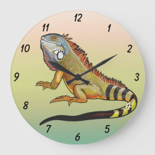 green iguana large clock