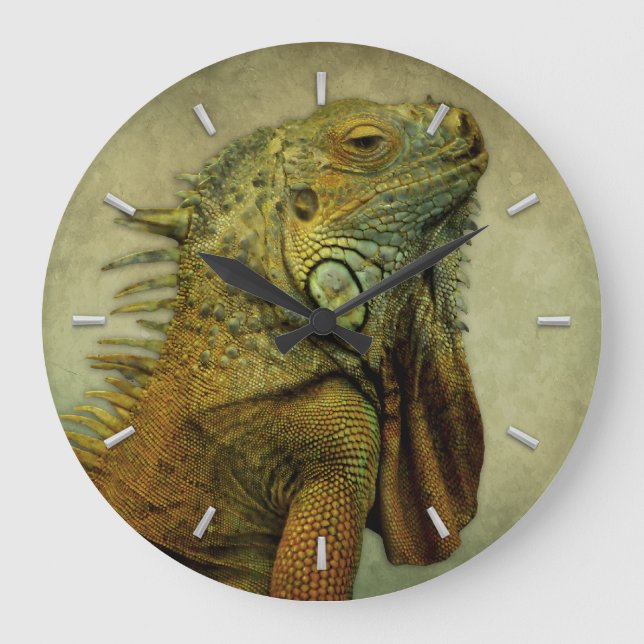 Green Iguana Large Clock (Front)