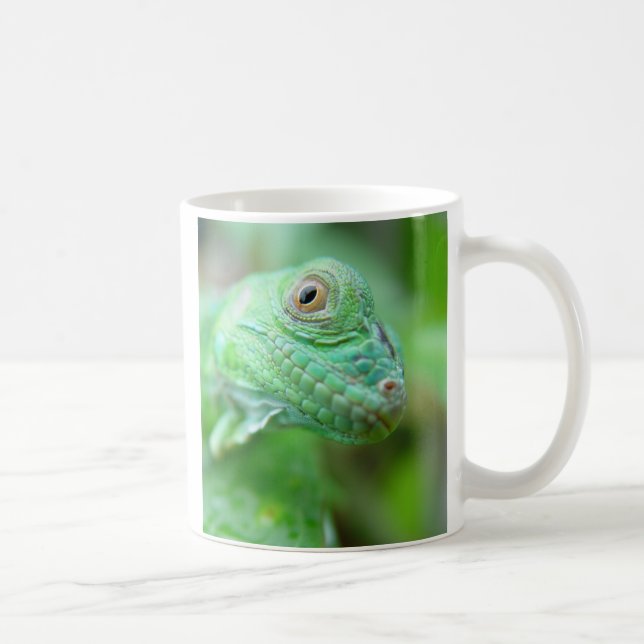 Green Iguana Lizard Reptile On Leaf Mug (Right)