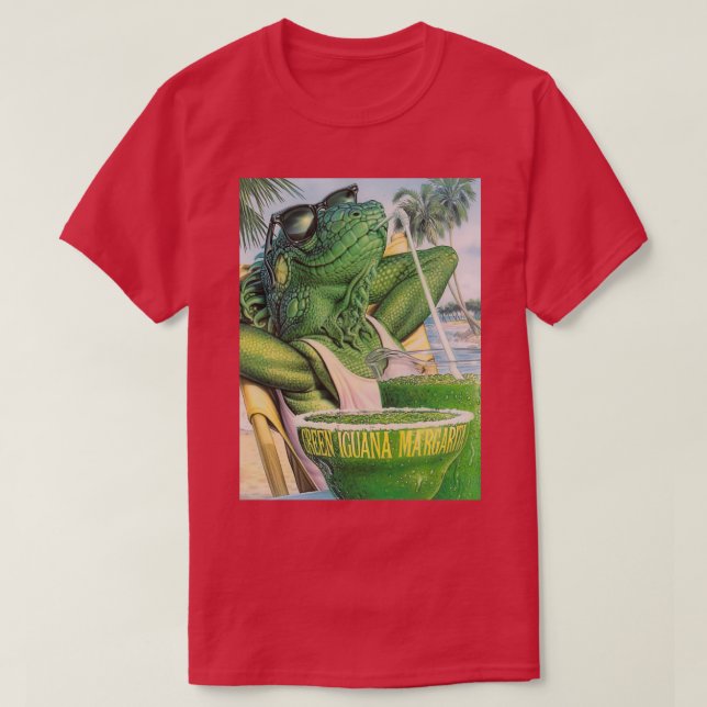 Green Iguana Margarita T-Shirt (Design Front)