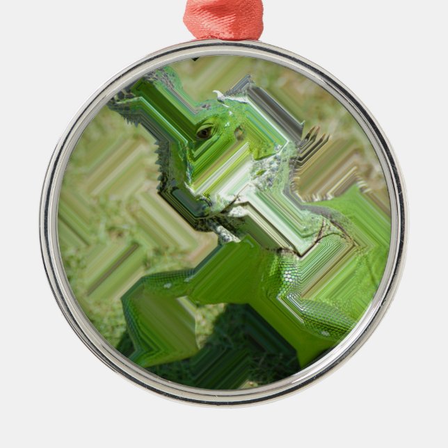 Green Iguana Metal Ornament (Front)